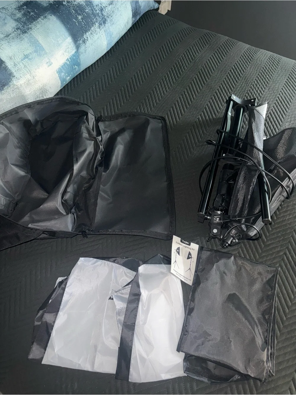 Black Photography Lighting Kit with Carry Case